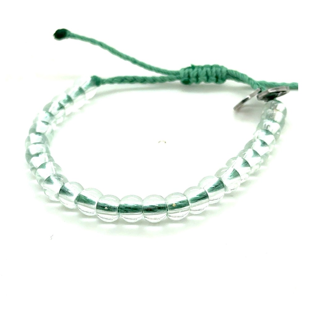 4ocean Sea Turtle Beaded Bracelet Seafoam Green Recycled Glass Adjustable